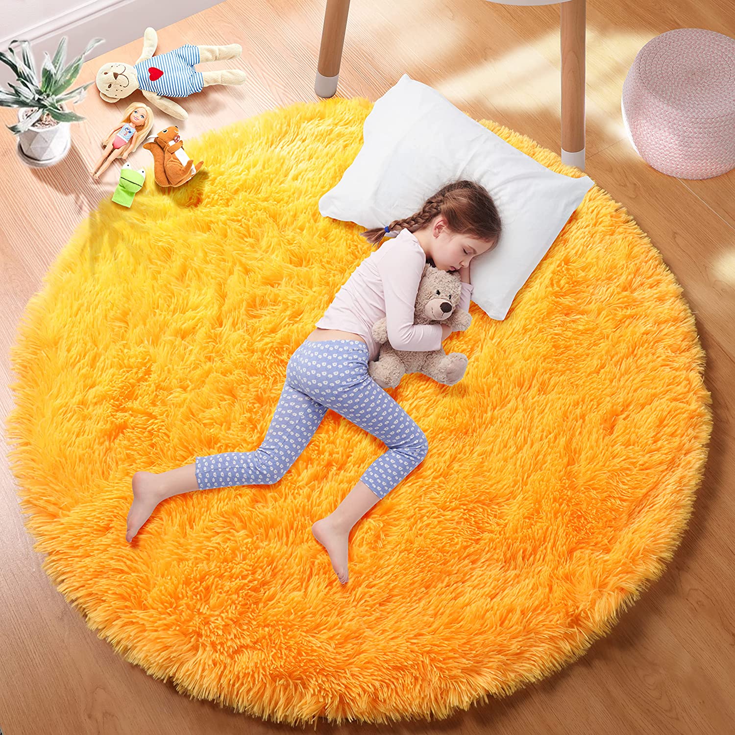 Kids Outdoor Teepee - Alfombra redonda naranja suave, alfombras circulares,